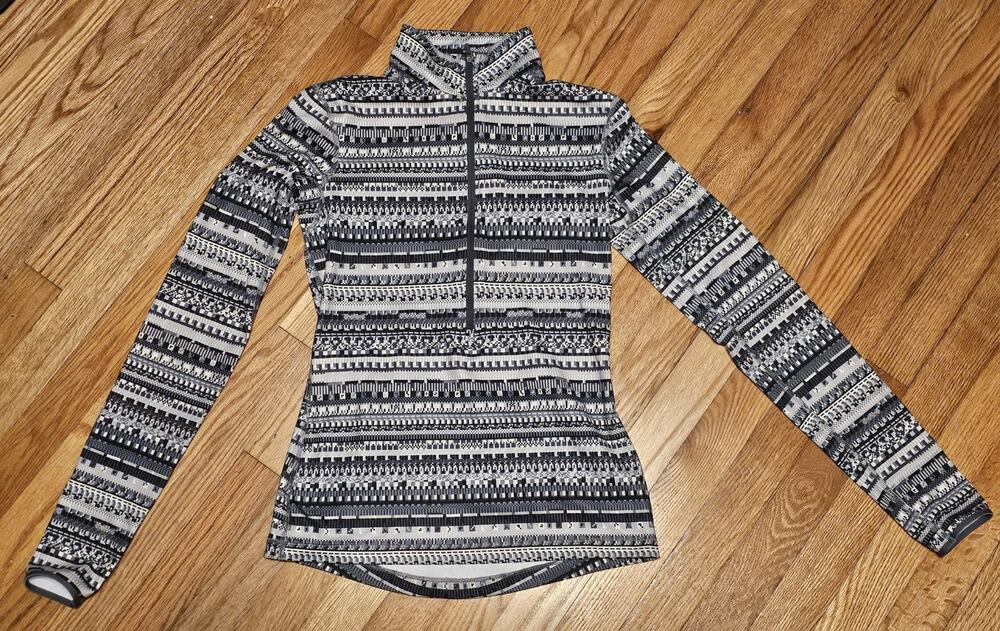 Nike Pro Hyperwarm Fair Isle 1/2-zip running pullover black and gray geometric S